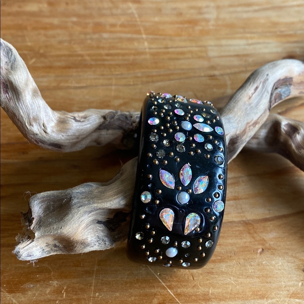 Black Rhinestone Cuff Bracelet - Picture 3 of 7